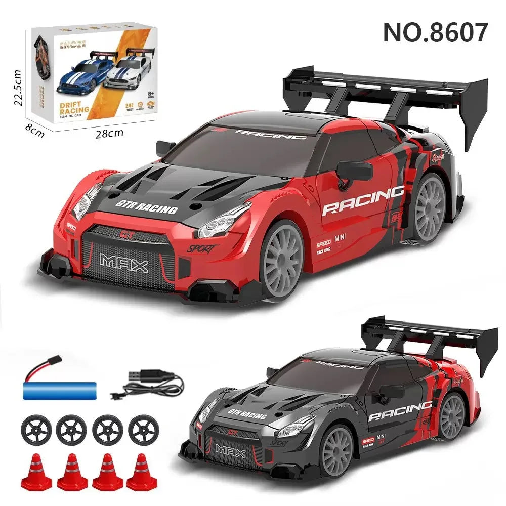 2.4GHZ Mini Remote Control Rc Drift Car 20 KM Rotating Toys for Children Durable Metal Material High Speed Racing 1/24 Scale