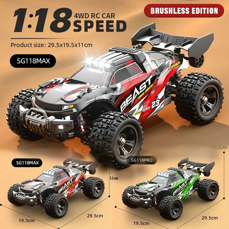 SG118MAX SG118PRO 1:18 60KM/H 2.4G RC Car 4WD Brushless Electric High Speed RC Drift Off-Road Remote Control Toys Christmas Gift