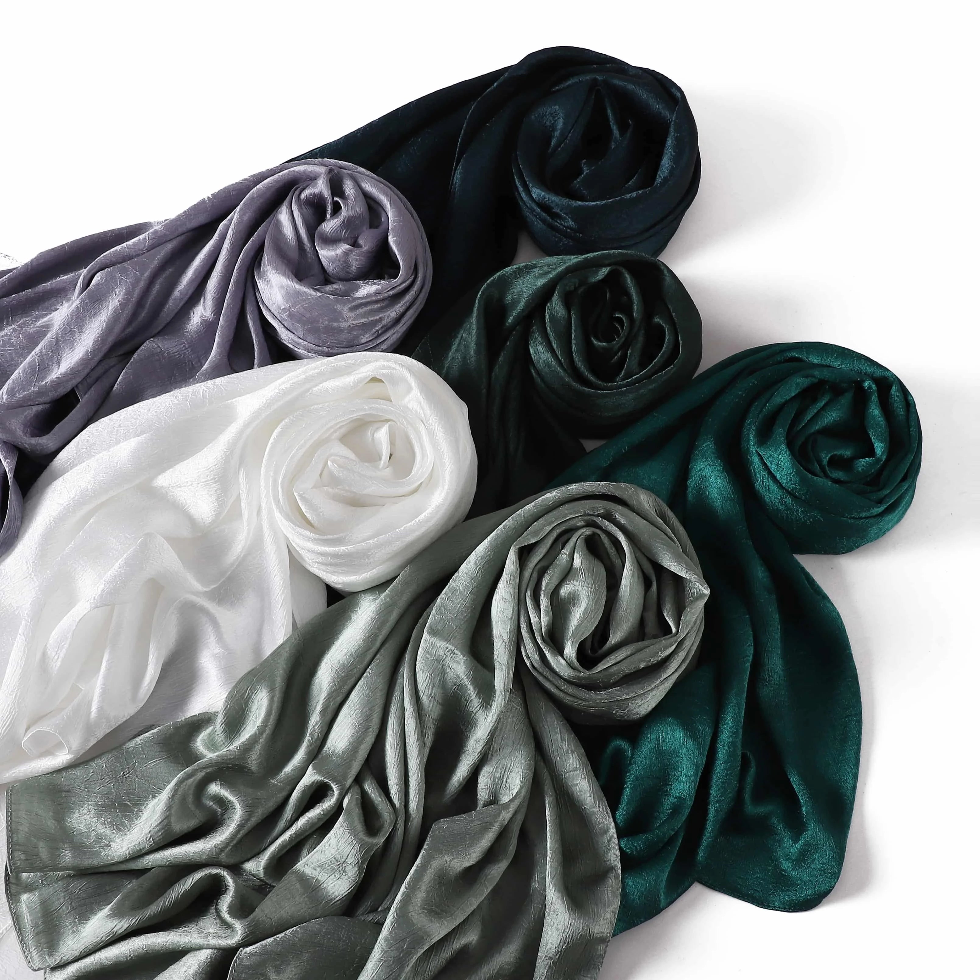 Crepe Silk Satin Solid Color Scarves Luxury Bandana Headband Headscarf Shawl Woman Turban Hijabs Rectangular Scarf for Women