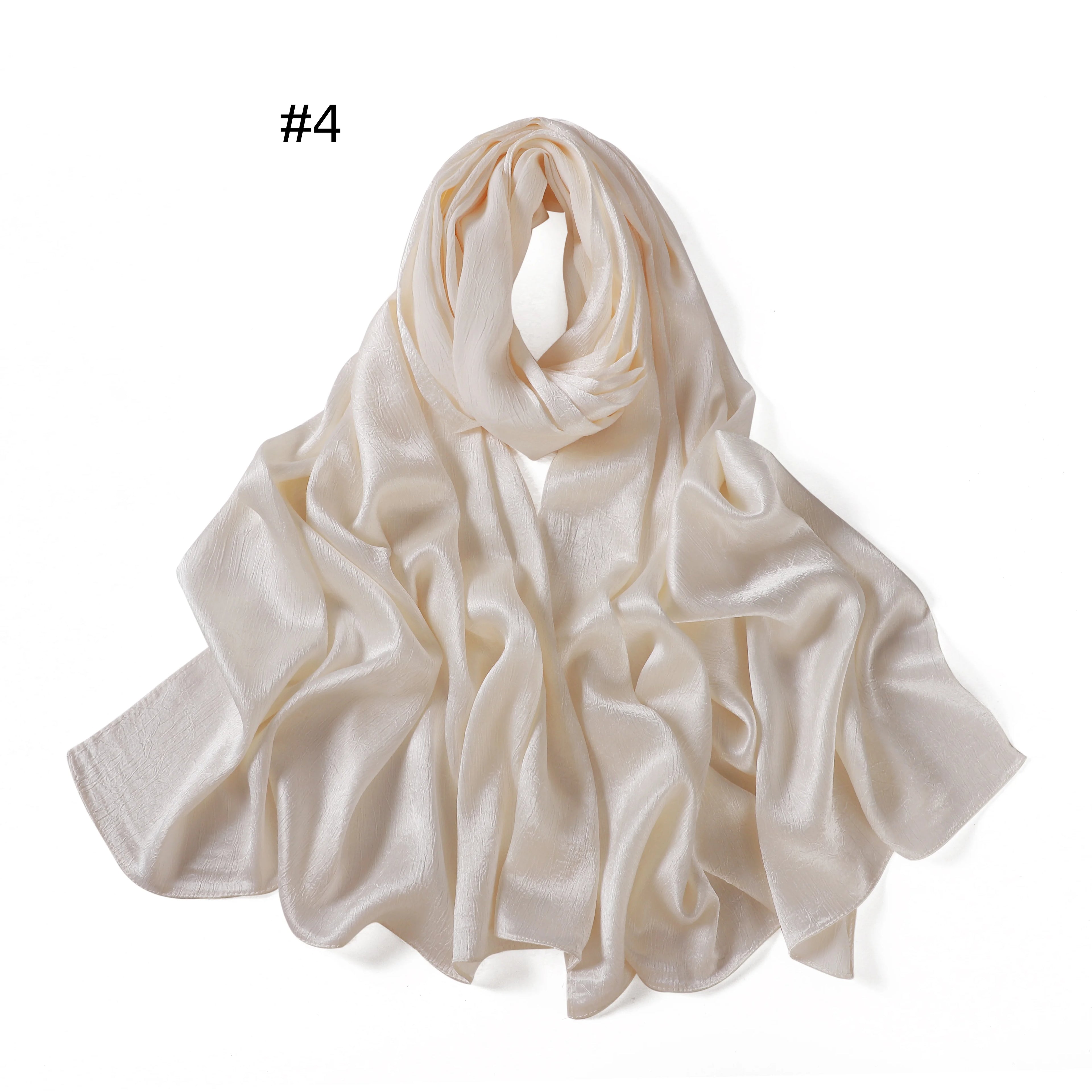Crepe Silk Satin Solid Color Scarves Luxury Bandana Headband Headscarf Shawl Woman Turban Hijabs Rectangular Scarf for Women