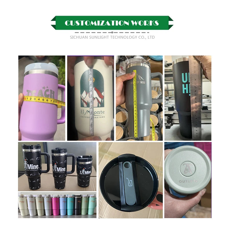 US Warehouse Travel Tumbler Wholesale Bulk Reusable Coffee Cup 40oz Pink Travel Mug Stainless Steel Cup 40oz Tumbler With Handle