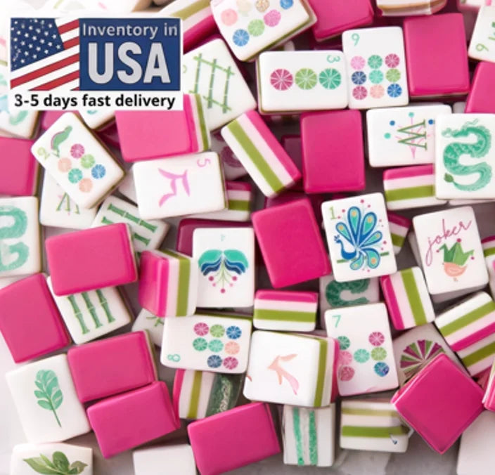 US Local Warehouse US Local Stock Free Shipping Pink 4-layer Acrylic American Mahjong Tiles Mag RTS Portable Foldable Water
