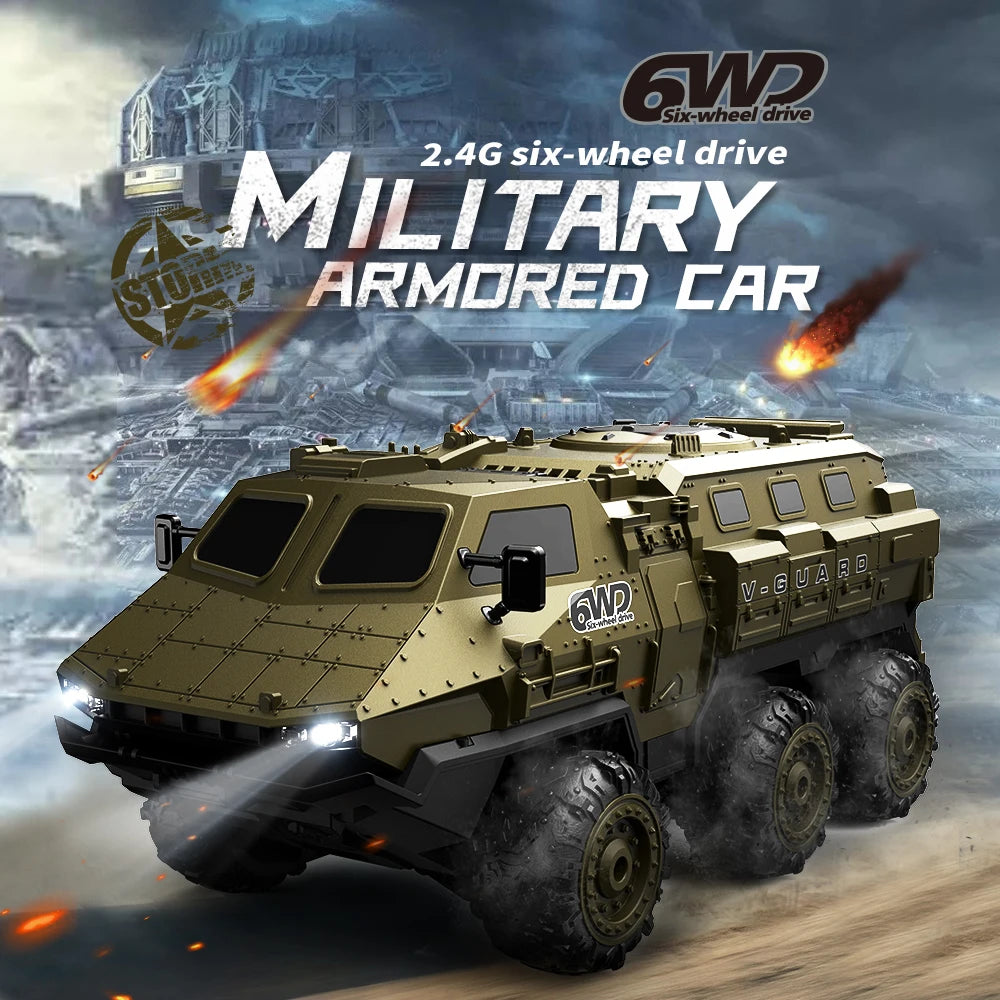 2.4g 1:16 Six-wheeled Armored Remote Control Vehicle Simulates Carrier Truck Climbing Model Toy Car at High Speed 20km/h