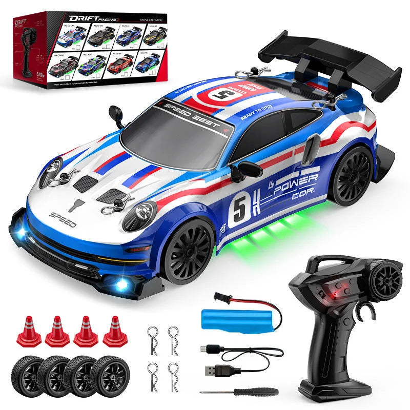 1/24 Scale Metal Remote Control Drift Car 2.4GHz 4WD High-Speed Sports Model with Follow Me & Auto Return for Boys Gift