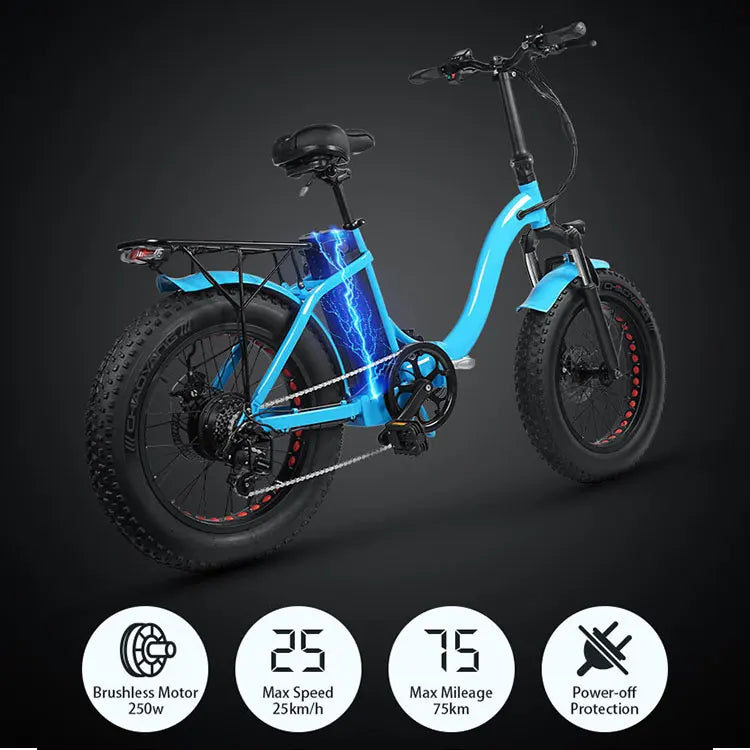 Long Range Fat Tire Electric Hybrid Bicycle 36Volt 15Ah 250Watt  20'' E-bicycle E-bike Electric Moped Folding Electric City Bike