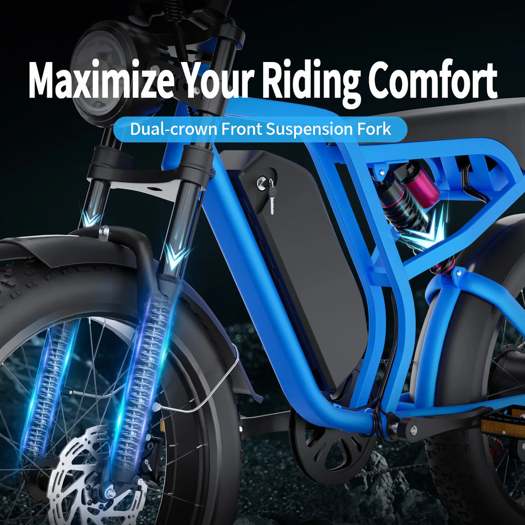 US Warehouse Electric Mountain Bike for Adults 1200w 52V 20ah Lithium Battery Fat Tire E-bike Eletrica Bicicleta Electr Bike