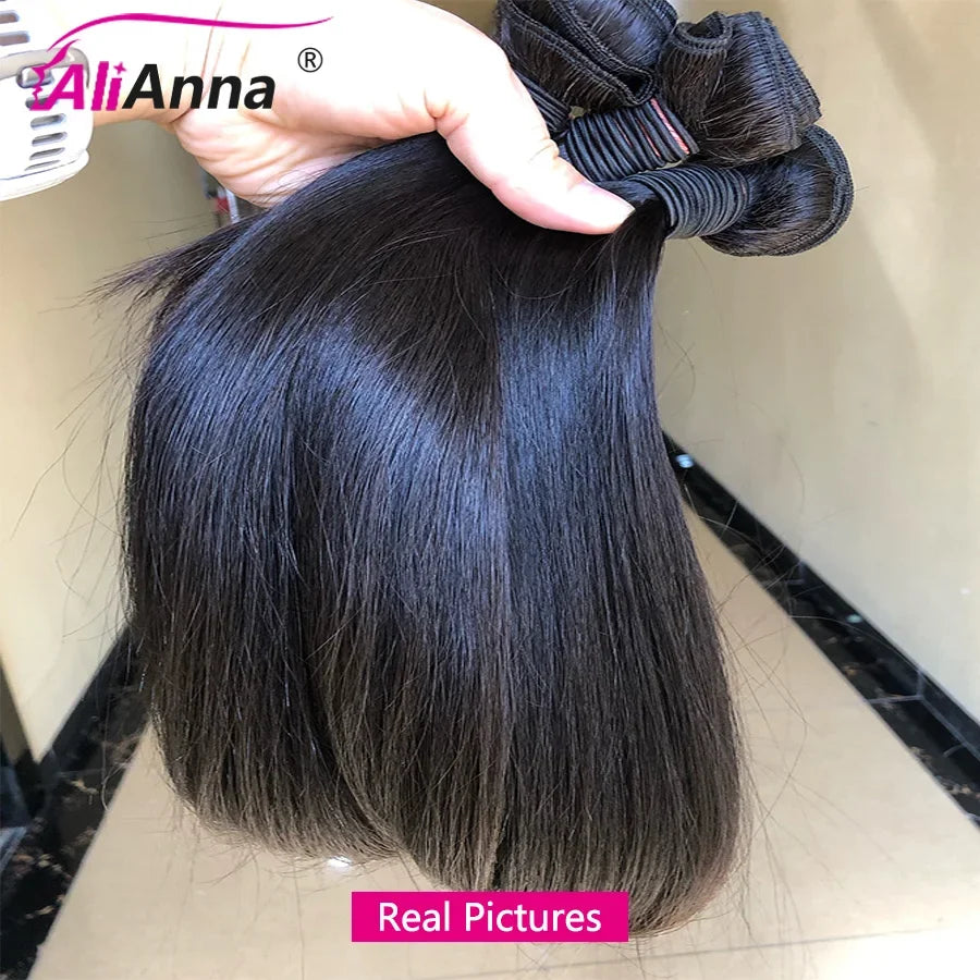 Straight Human Hair Bundles 10A Raw Hair Bundles 100% Human Hair Extensions Natural Black Brazilian Hair Weave Bundles for Women 20 22 24 Inch Bundle Deals Fast Shipping 1/3/4 Pcs Bundles 40 Inch Natural Black No Shedding