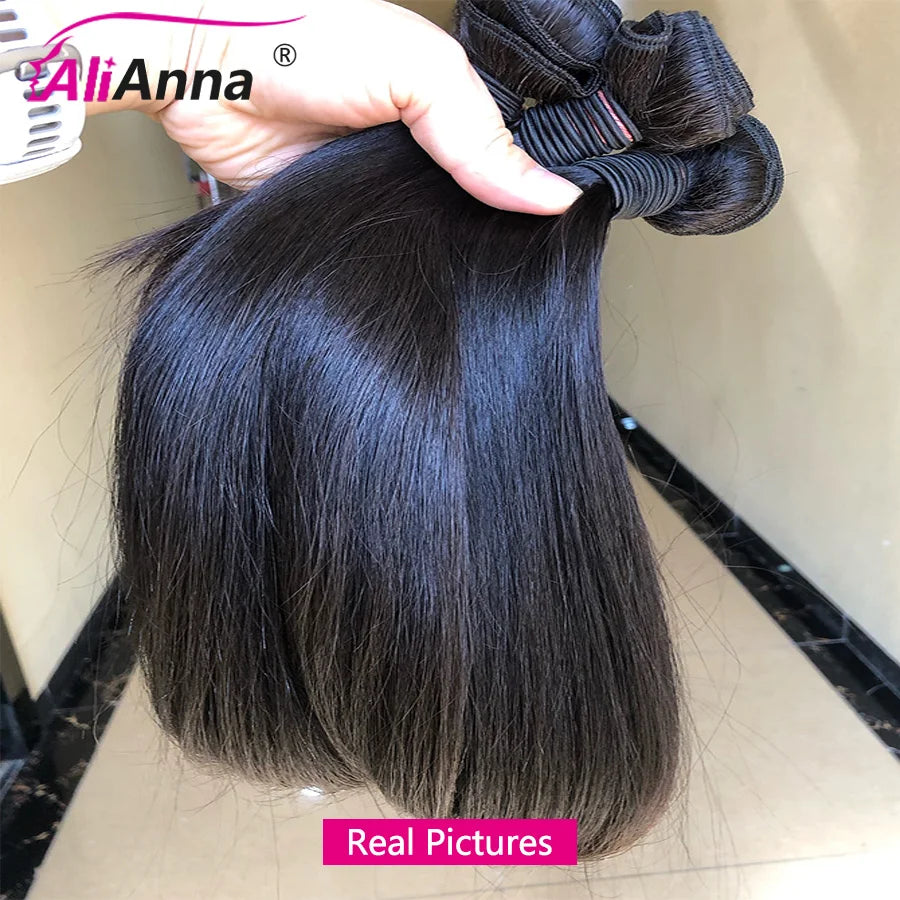 Straight Human Hair Bundles 10A Raw Hair Bundles 100% Human Hair Extensions Natural Black Brazilian Hair Weave Bundles for Women 20 22 24 Inch Bundle Deals Fast Shipping 1/3/4 Pcs Bundles 40 Inch Natural Black No Shedding
