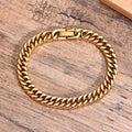 8MM Width Stainless Steel Cuban Chain Bracelets for Men, Silver Color Fashion Hip Hop Male Boy Wristband Jewelry