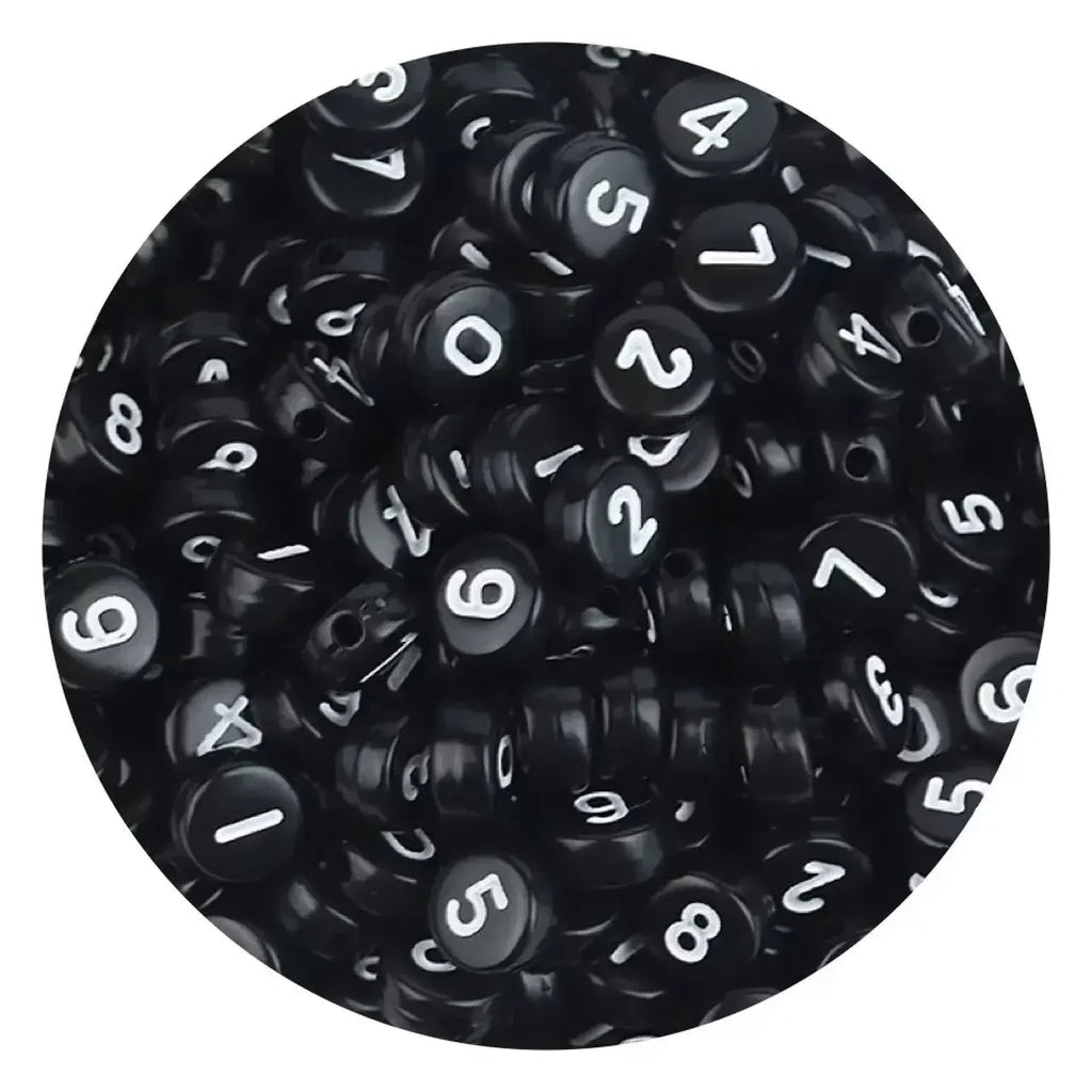 100-500PCS Acrylic Digital Beads Round Flat Loose Spacer Number Beads For Jewelry Making DIY Bracelet Necklace Accessories 7x4mm