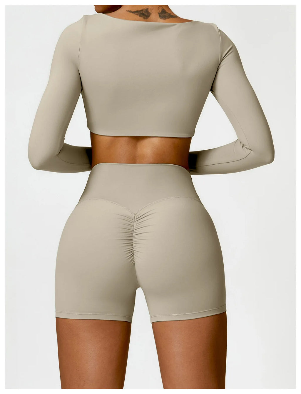 Hearuisavy Summer 2PCS Long Sleeve Gym Set Women Yoga Clothes Quick-Drying Sportswear Running Leggings Workout Sports Crop Top