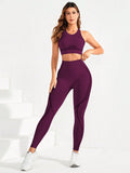2-piece suit, women's yoga suit, beautiful back high waist trousers combination, seamless super elastic ideal gym clothing