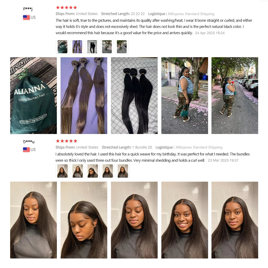 Straight Human Hair Bundles 10A Raw Hair Bundles 100% Human Hair Extensions Natural Black Brazilian Hair Weave Bundles for Women 20 22 24 Inch Bundle Deals Fast Shipping 1/3/4 Pcs Bundles 40 Inch Natural Black No Shedding