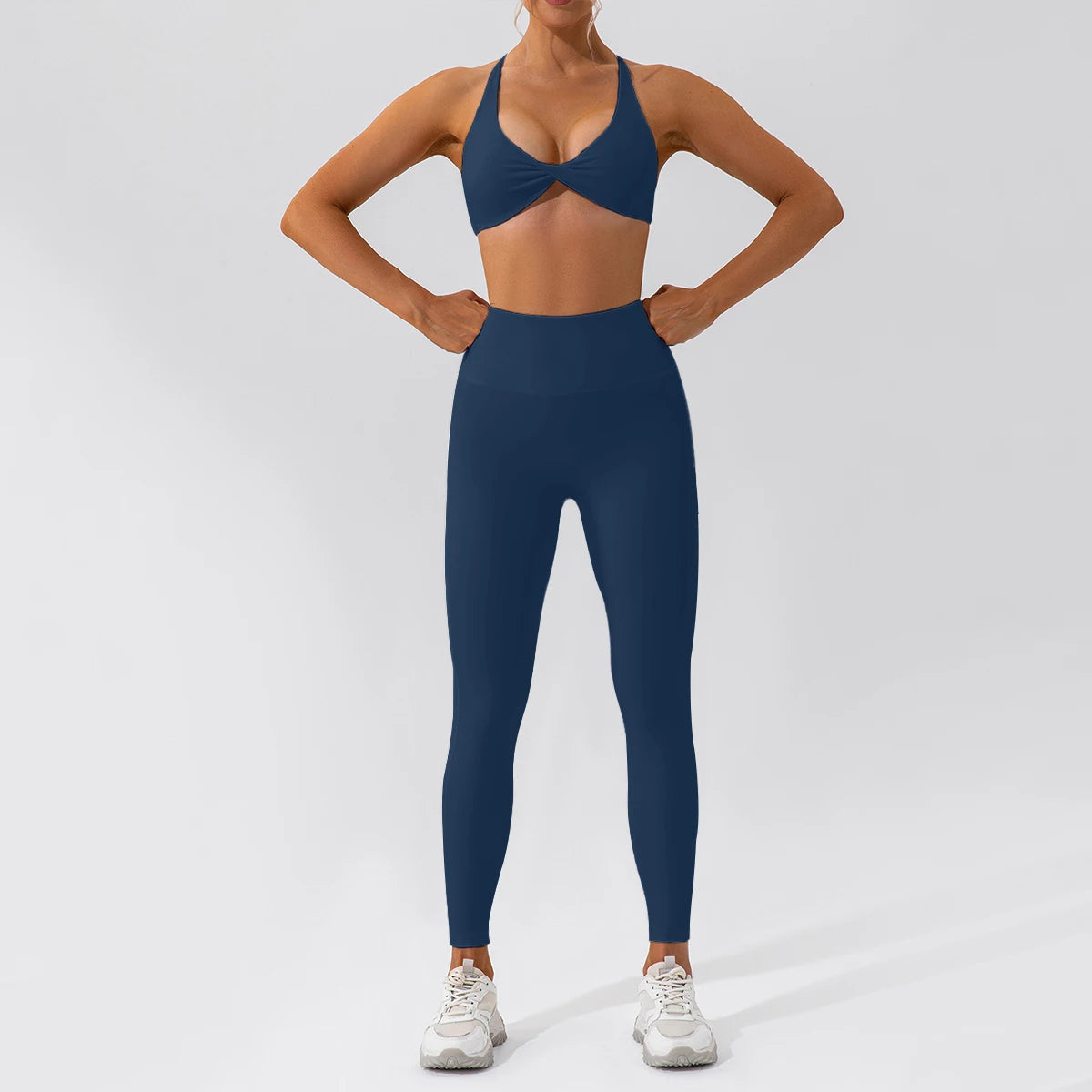 Hearuisavy Summer 2PCS Long Sleeve Gym Set Women Yoga Clothes Quick-Drying Sportswear Running Leggings Workout Sports Crop Top
