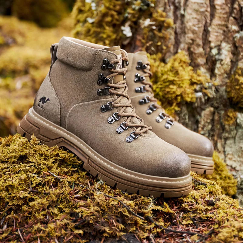 GOLDEN CAMEL Men's Winter Work Boots Waterproof Anti-slip Warm Plus Velvet Thick-soled Hiking Shoes for Men High-top Climbing