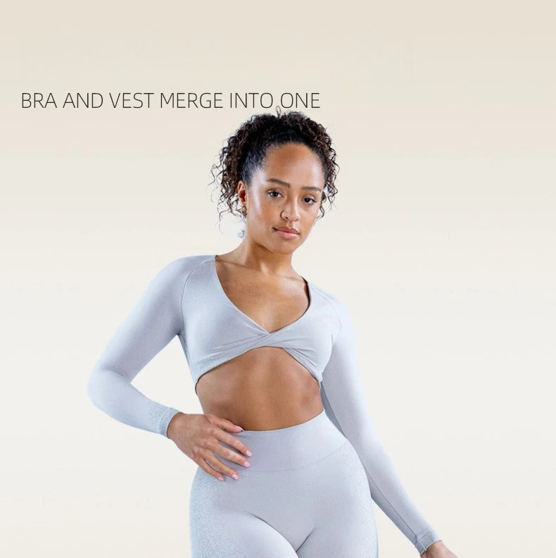 Sports Twisted Long Sleeve Women's Deep V-neck Short Top Yoga Leaky Umbilical Sports Top T-shirt Comfortable and Breathable