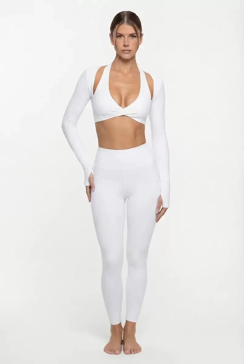Nude Feel Yoga Long Sleeve Set For Women Pullover Quick-Dry Compression Shirt Outdoor Fitness Activewear Woman Sports Sets