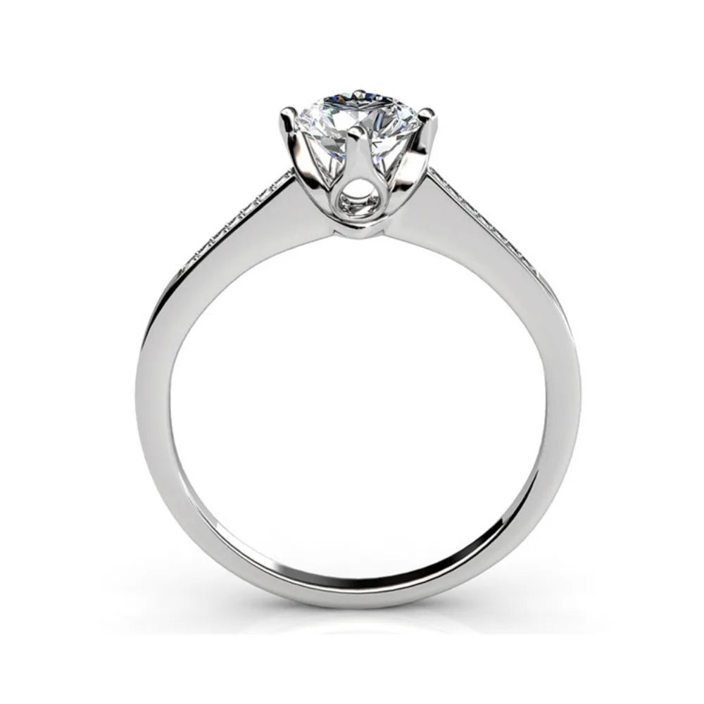 Daisini Crystals from Swarovski rings Round Cut Rose Gold Plated Bridal Wedding Engagement Jewelry  Women Ladies Girls Gift