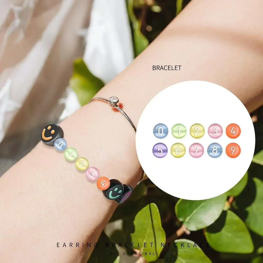 100-500PCS Acrylic Digital Beads Round Flat Loose Spacer Number Beads For Jewelry Making DIY Bracelet Necklace Accessories 7x4mm