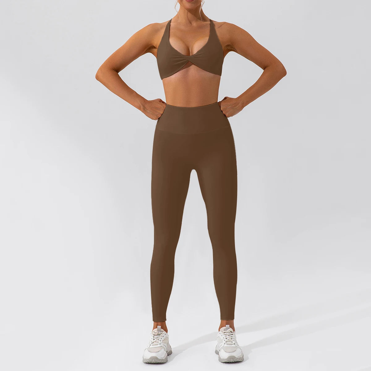 Hearuisavy Summer 2PCS Long Sleeve Gym Set Women Yoga Clothes Quick-Drying Sportswear Running Leggings Workout Sports Crop Top