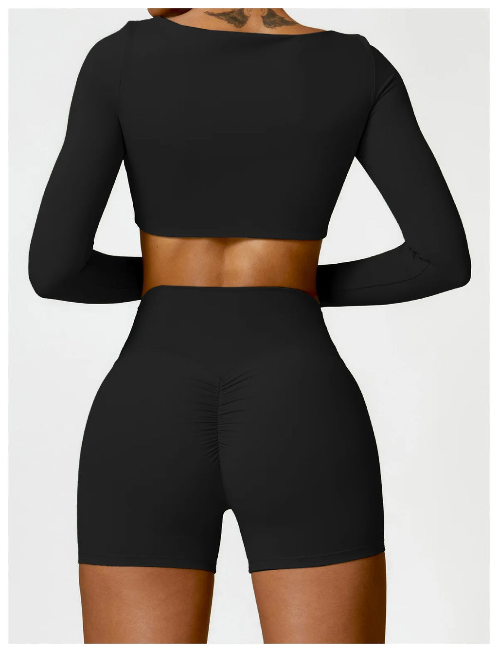 Hearuisavy Summer 2PCS Long Sleeve Gym Set Women Yoga Clothes Quick-Drying Sportswear Running Leggings Workout Sports Crop Top