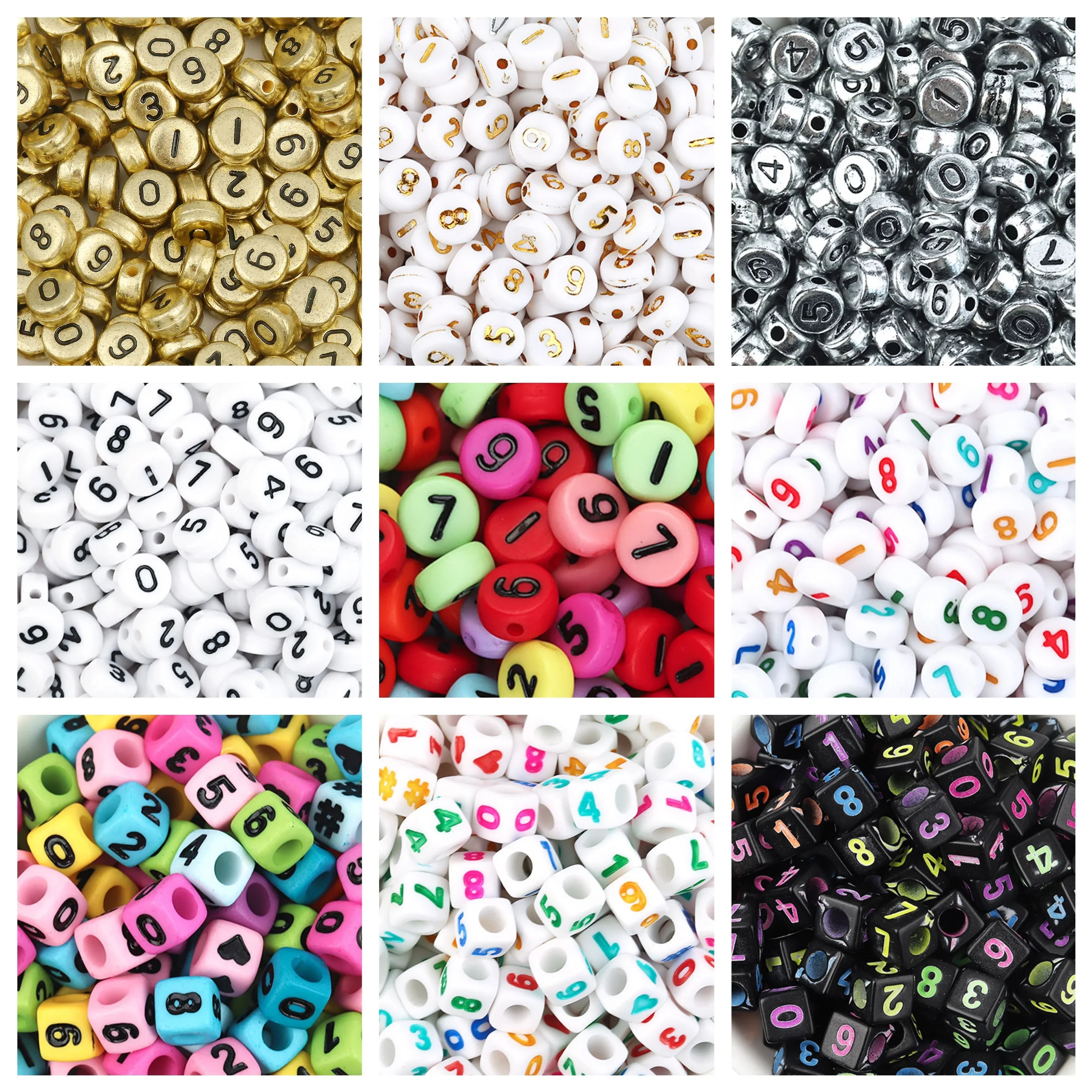 100-500PCS Acrylic Digital Beads Round Flat Loose Spacer Number Beads For Jewelry Making DIY Bracelet Necklace Accessories 7x4mm