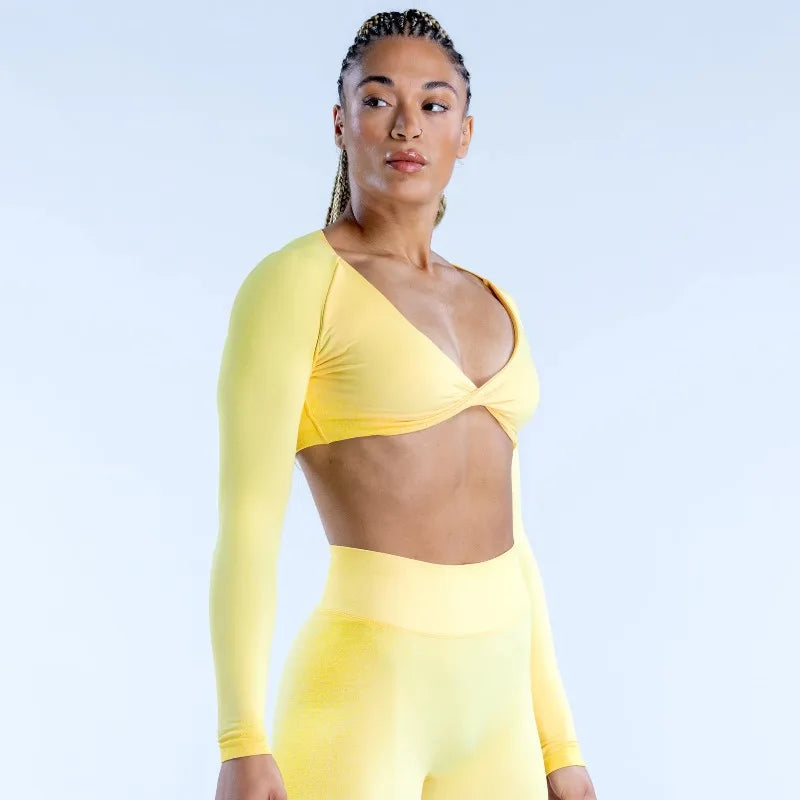 Sports Twisted Long Sleeve Women's Deep V-neck Short Top Yoga Leaky Umbilical Sports Top T-shirt Comfortable and Breathable
