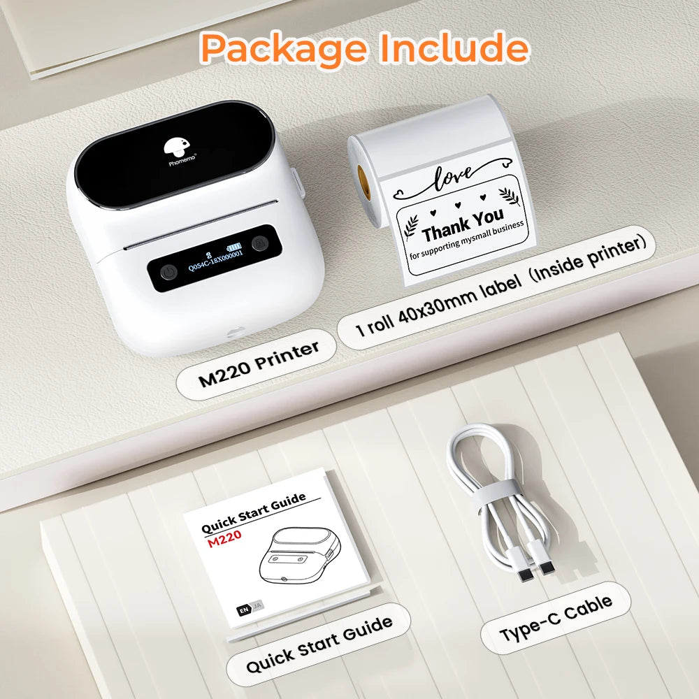 Zodzi M220 Label Printer 75mm Thermal Label Maker for Barcode Address Labeling Mailing File Folder Labels for Phone & PC