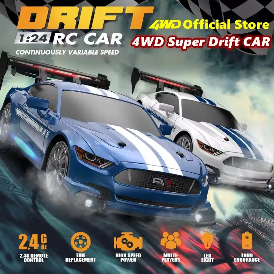 4WD Remote Control Drift Car 1:24 Mini Remote Control Racing Car Model 2.4G Radio High Speed RC Car Boy Toy Gift