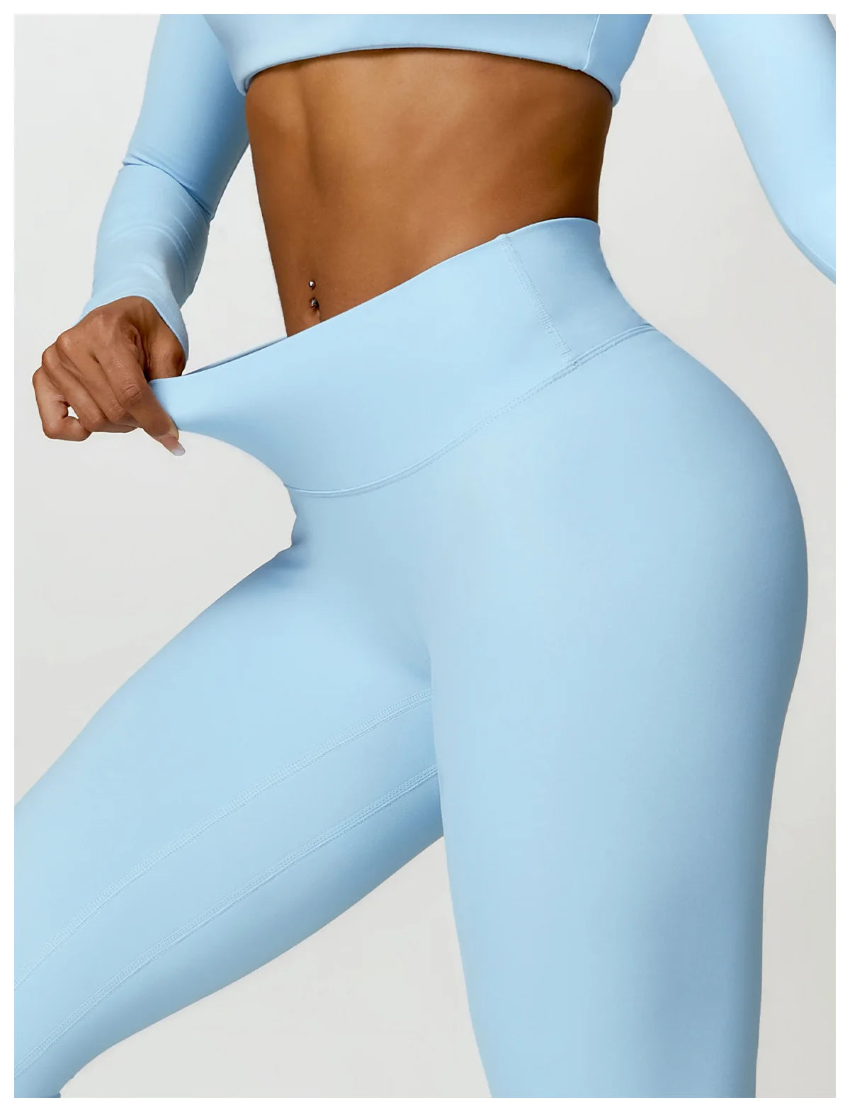 Hearuisavy Summer 2PCS Long Sleeve Gym Set Women Yoga Clothes Quick-Drying Sportswear Running Leggings Workout Sports Crop Top
