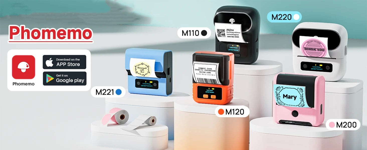 Phomemo M110 M221 M220 M120 Label Maker Multifuntional Mini Label Printer Bluetooth Thermal Printer Inkless for Small Business