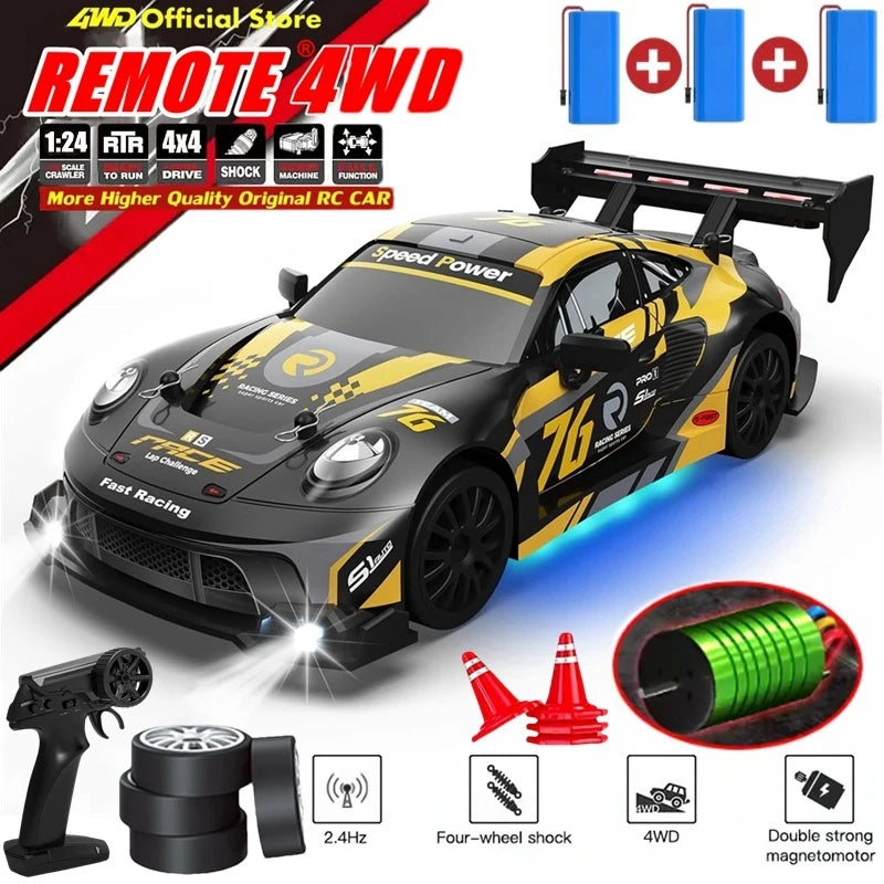 4WD Remote Control Drift Car 1:24 Mini Remote Control Racing Car Model 2.4G Radio High Speed RC Car Boy Toy Gift