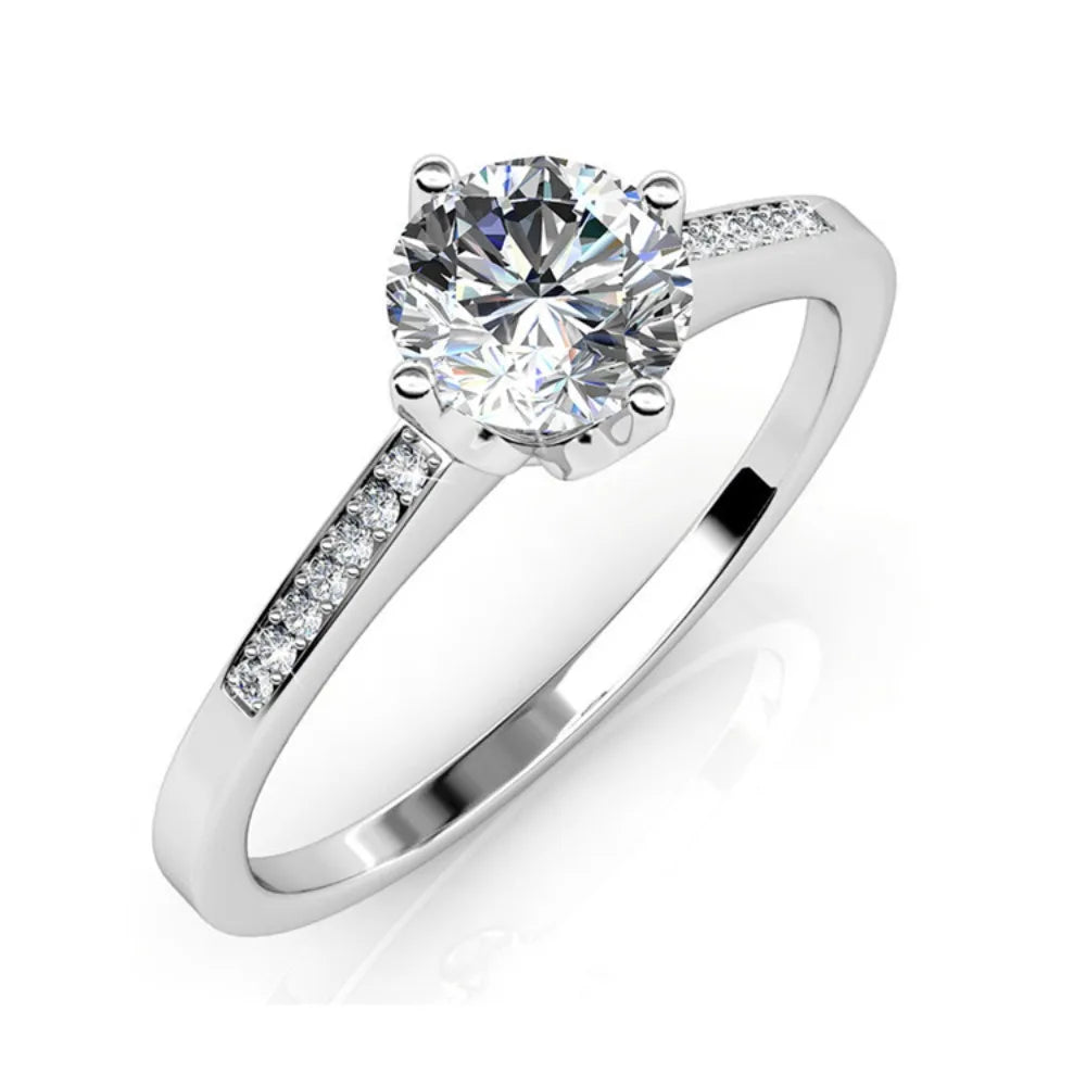 Daisini Crystals from Swarovski rings Round Cut Rose Gold Plated Bridal Wedding Engagement Jewelry  Women Ladies Girls Gift
