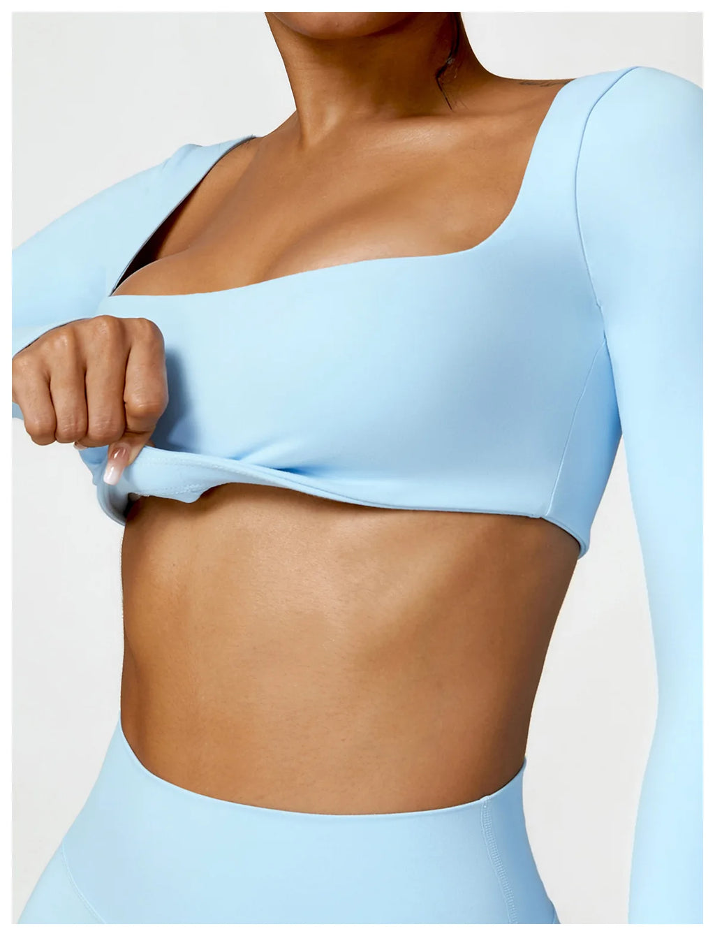 Hearuisavy Summer 2PCS Long Sleeve Gym Set Women Yoga Clothes Quick-Drying Sportswear Running Leggings Workout Sports Crop Top