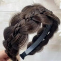 New Women Wide Edge Twist Fishbone Wig Hairband Cover Gray Hair Headwear Fashion Braid Headband