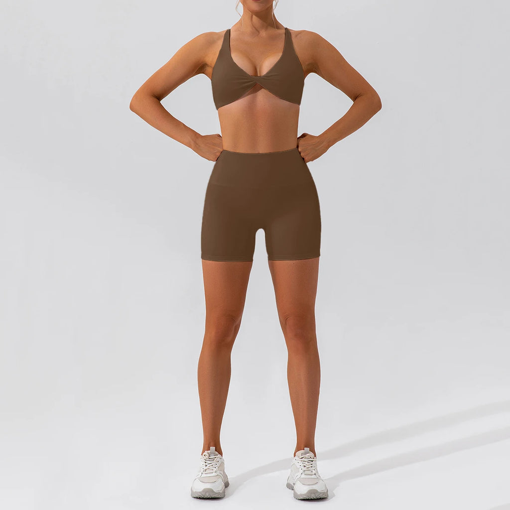 Hearuisavy Summer 2PCS Long Sleeve Gym Set Women Yoga Clothes Quick-Drying Sportswear Running Leggings Workout Sports Crop Top