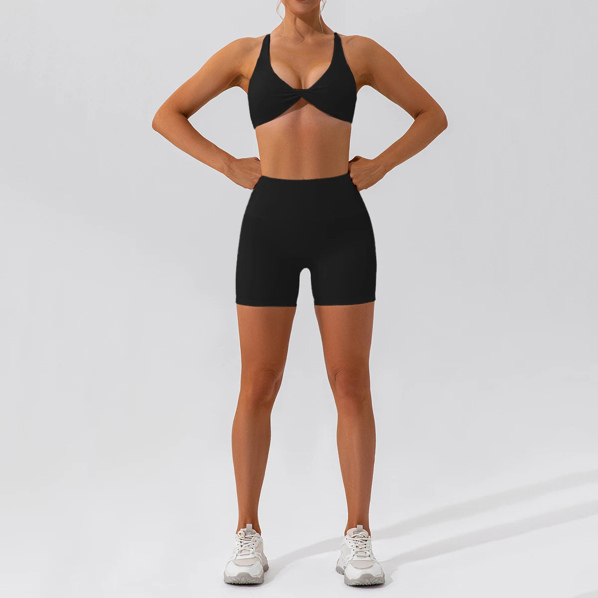 Hearuisavy Summer 2PCS Long Sleeve Gym Set Women Yoga Clothes Quick-Drying Sportswear Running Leggings Workout Sports Crop Top