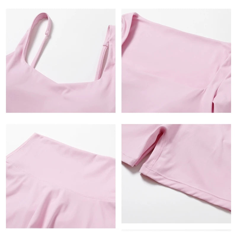Hearuisavy Summer 2PCS Long Sleeve Gym Set Women Yoga Clothes Quick-Drying Sportswear Running Leggings Workout Sports Crop Top