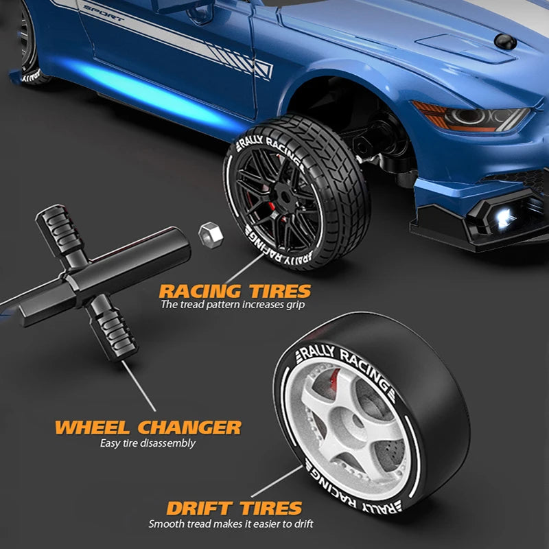 RC Drift Car 4WD Remote Control High Speed Racing Vehicle with LED Lights 2.4GHz Radio 4x4 Off-Road Truck Toy for Children Kids