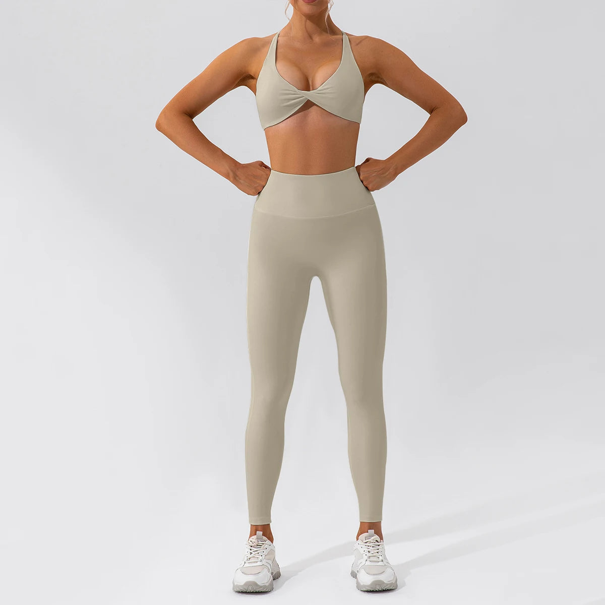 Hearuisavy Summer 2PCS Long Sleeve Gym Set Women Yoga Clothes Quick-Drying Sportswear Running Leggings Workout Sports Crop Top