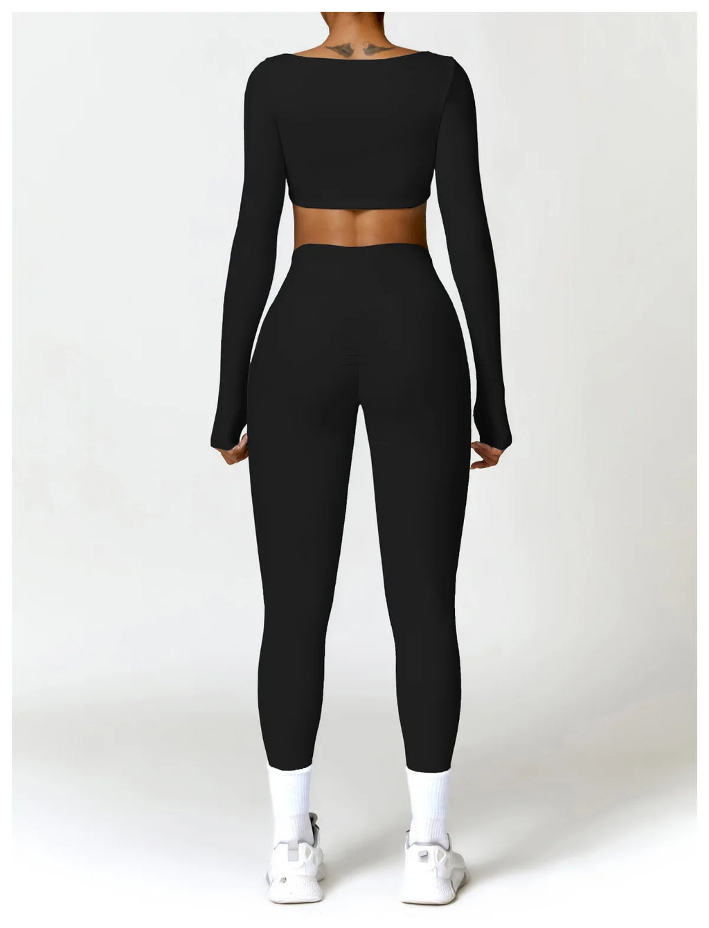 Hearuisavy Summer 2PCS Long Sleeve Gym Set Women Yoga Clothes Quick-Drying Sportswear Running Leggings Workout Sports Crop Top