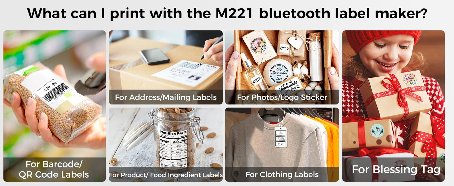 Phomemo M110 M221 M220 M120 Label Maker Multifuntional Mini Label Printer Bluetooth Thermal Printer Inkless for Small Business