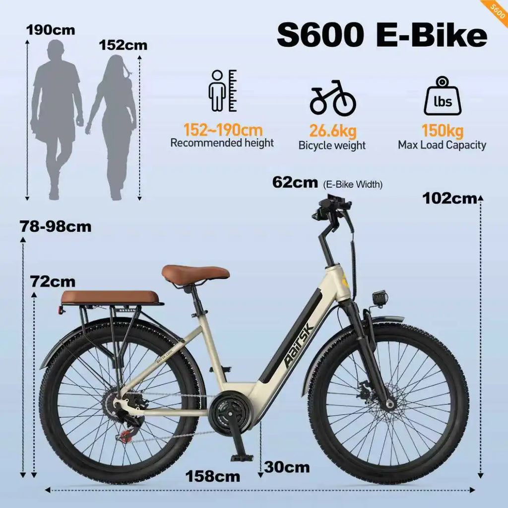 Aairsk EU Stock 26 Inch 250W Ebike With 36V 13Ah Lithium Battery City Woman Moped Style Removable Battery Electric Bike Bicycle